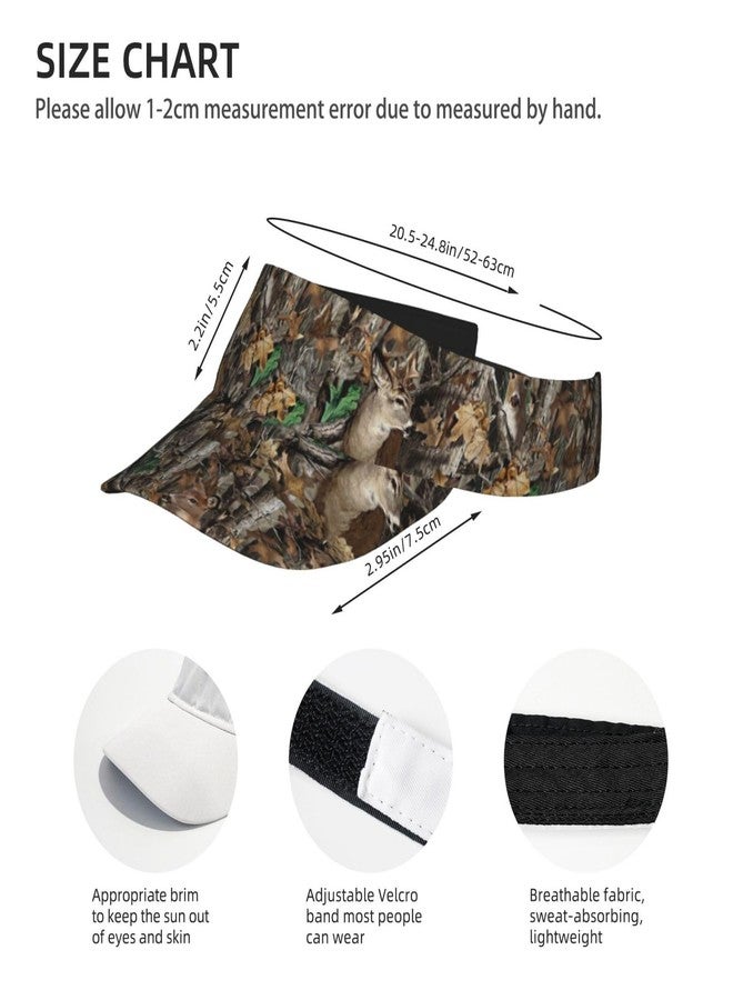 TINUADEE Camo Camouflage Hunting Deer Real Tree Deer in The Woods Sports Sun Visor Hats Adjustable Men Women Lightweight Packable Cooling Empty Top Visor Hat for Running, Tennis, Golf - Image 4
